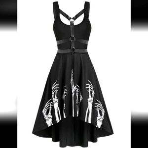 Black Skeleton Print Women Dress